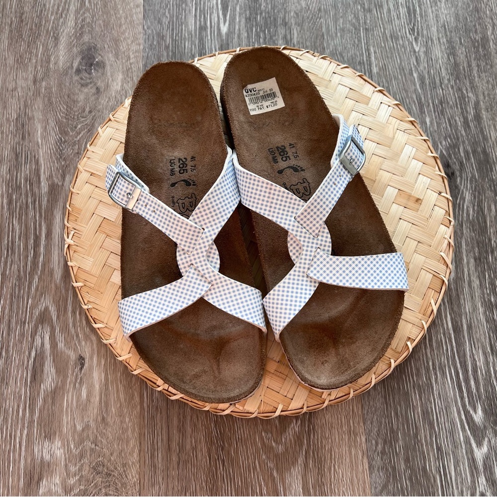 Birki’s by‎ Birkenstock blue gingham sandals